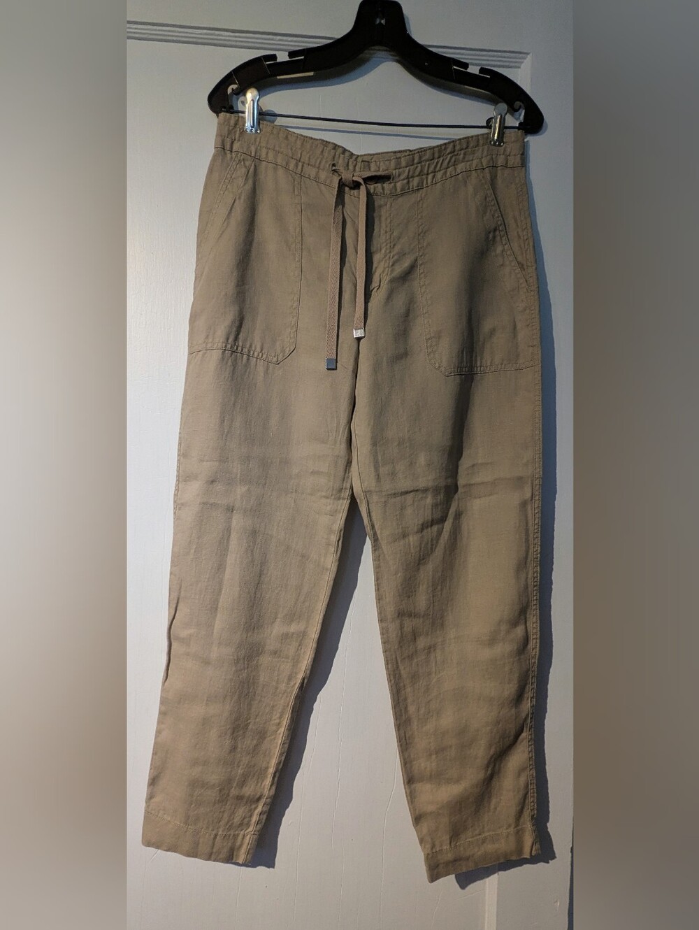 Lauren Ralph Lauren Women's Beige Linen Drawstring Waist Pants W/Pockets. Sz 4